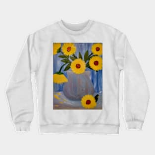 sunflowers in a silver metallic vase Crewneck Sweatshirt